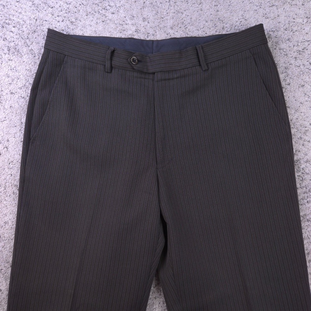 Etro Pants Mens 34x27 Dress Trouser Pinstripe Straight Leg Brown Made In Italy